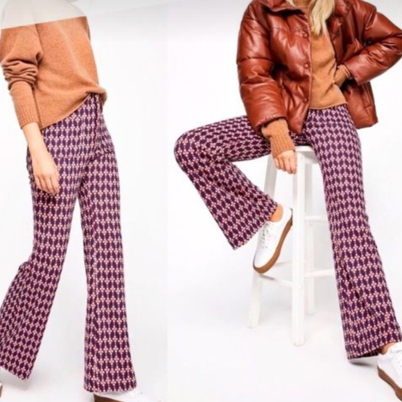 Free People Pants - Free People Geometric Knit Flare Pant